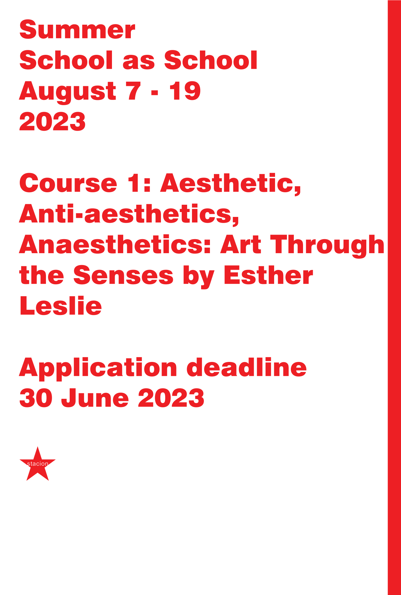 Course 1: Aesthetic, Anti-aesthetics, Anaesthetics: Art Through the Senses