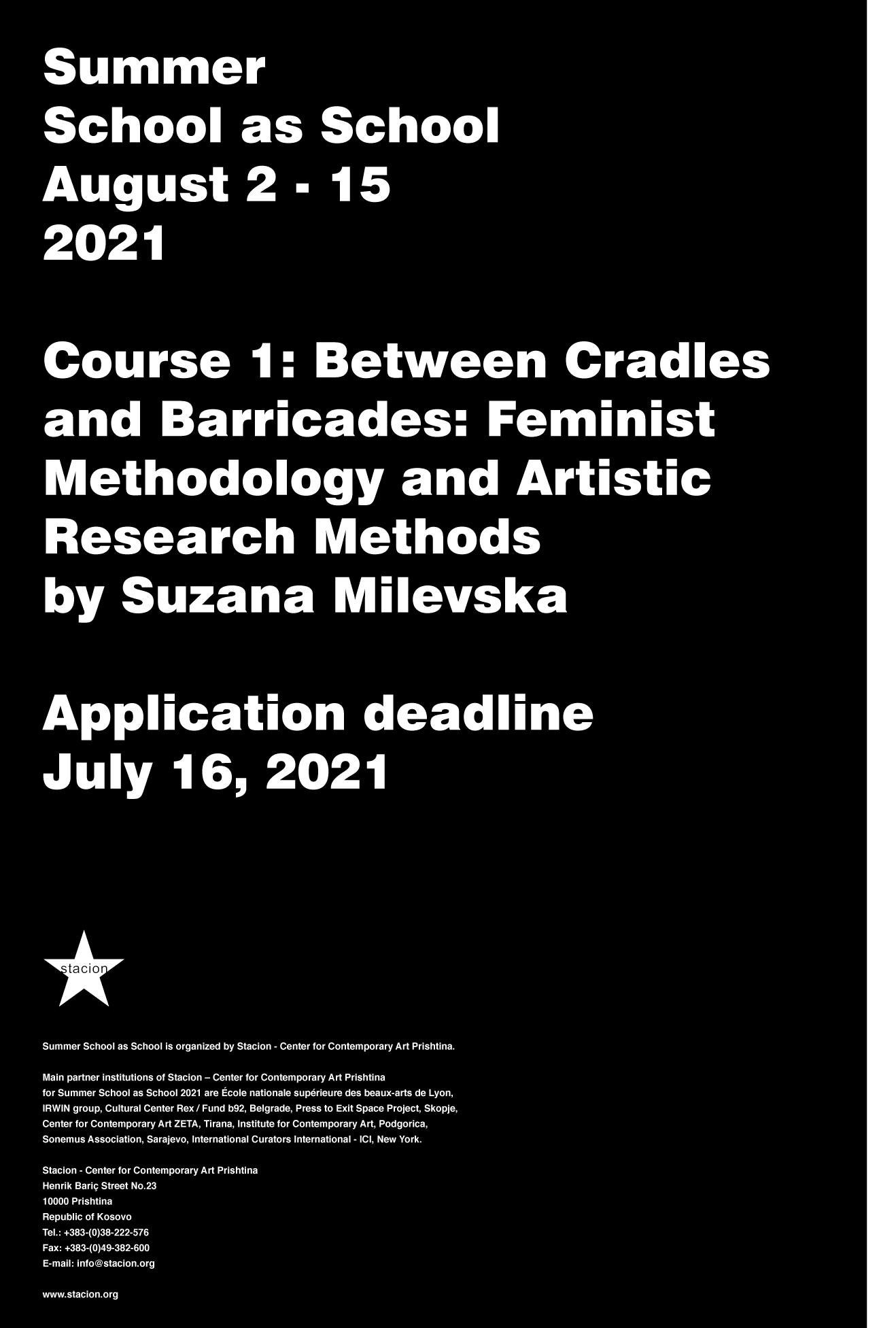 Course 1: Between Cradles and Barricades: Feminist Methodology and Artistic Research Methods